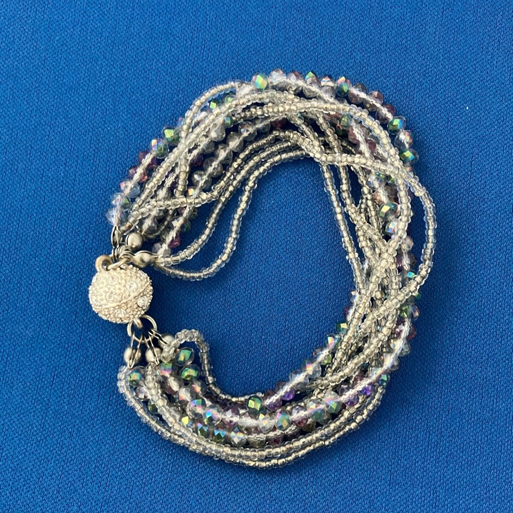 Silver White Translucent Multistrand Bracelet - image 1